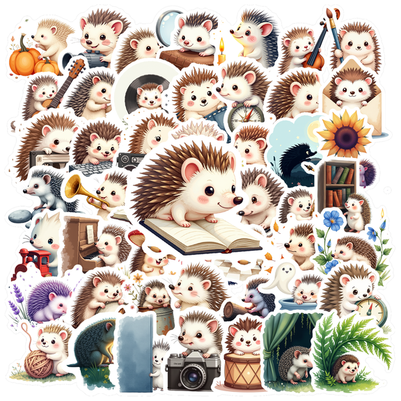 cartoon Hedgehog Theme Stickers, Waterproof Hedgehog Theme Sticker for Water Bottle Laptop Phone Cases Planner Skateboard Luggage Helmet Party Favor Decor, Ideal for Adults Teens Teacher Rewards
