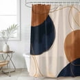 thumbnail image 6 of Brown Navy Blue Shower Curtain Set - 48" x 72" Washable Bathtub Curtain with 12 Hooks, Modern Abstract Art Geometric Waterproof Fabric Stall Shower Curtains for Bathroom/Bathtub Décor, 6 of 6