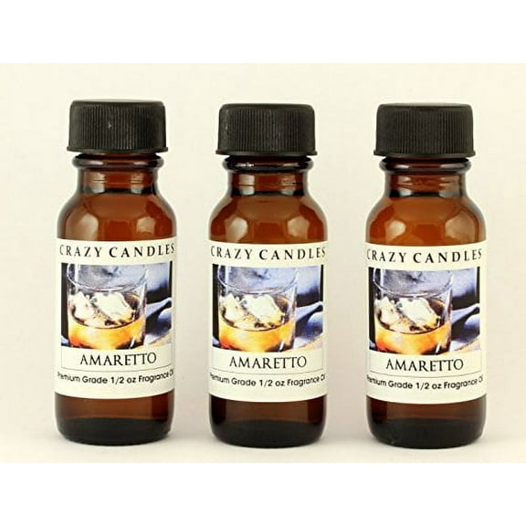 Amaretto 3 Bottles 1/2 Fl Oz Each 15ml Premium Grade Scented Fragrance Oil By Crazy Candles Almond Richness of the Famous Liq