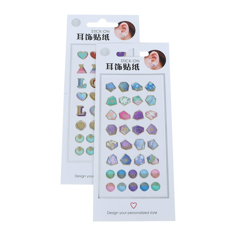 4Sets Cartoon Diamond Earring Stickers Nail Stickers Ear Stud Stickers  Adhesive Earring Paper for Ladies