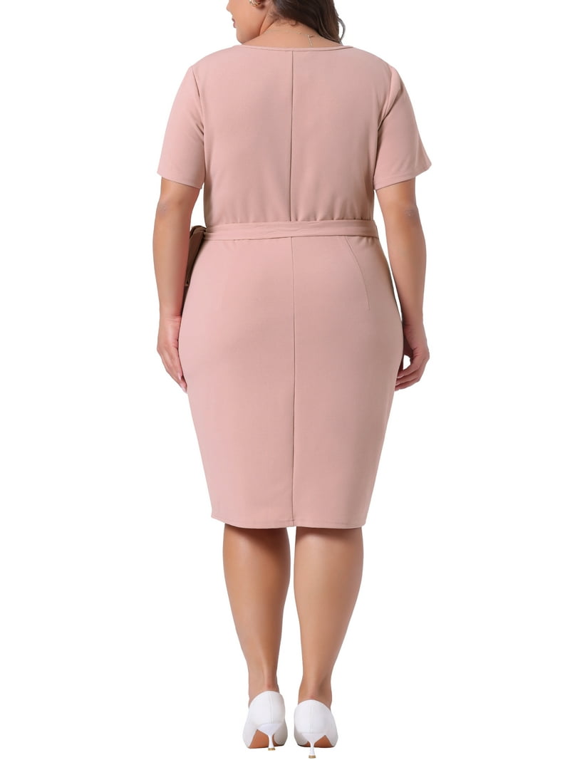 pink sheath dress plus size Plus Size Amaia Asymmetrical Bodycon Dress