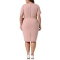 thumbnail image 4 of DARING DIVA Plus Size Vintage Belted Tie Pencil Casual Events Dress 1X Pink, 4 of 6