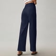 thumbnail image 6 of Women's stretch twill cotton cropped wide-leg jeans with pockets, casual ankle-length jeans, 6 of 8