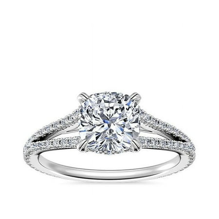 Diamond-Capitals IGI Certified Cushion Cut 2.20 Ct Beautiful Solitaire Lab Grown Diamond Anniversary Ring for Women Solid 14K White Gold (E/VVS2) Size 7