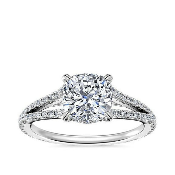 0.70 T.C.W Wonderful Solitaire with Accents Excellent Cushion Cut Real Diamond Ring for Anniversary in Solid 14K White Gold Size 7