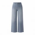 thumbnail image 5 of ClodeEU Women's High Waist Wide Leg Jeans, Casual Straight Leg Denim Trousers Light Blue,Women's Plus XS, 5 of 6