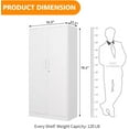 thumbnail image 2 of Steel Wardrobe Cabinet with 2 Doors, White Metal Locker Cabinet for Storage with Hanging Rod and 4 Shelves, Lockable Metal Closet Cabinet for Bedroom, Cloakroom and Home Office, 2 of 15