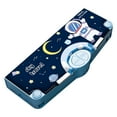 thumbnail image 2 of Caja de papelería multifuncional con sacapuntas y horario - Diseños de osos dinosaurio astronauta - Estuche de lápices de doble capa de plástico ABS, 2 of 5