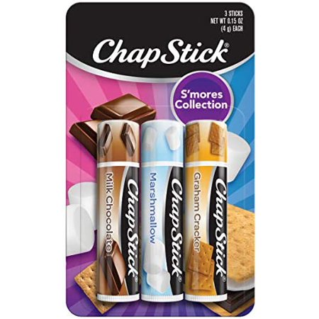 ChapStick S'mores Collection Graham Cracker, Marshmallow and Milk Chocolate Flavored Lip Balm Tubes Variety Pack, Lip Care - 0.15 Oz (Pack of 3)