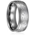 thumbnail image 3 of Mens Wedding Band in Stainless Steel 8MM Classic Domed Ring with Carved Florentine Design, 3 of 4