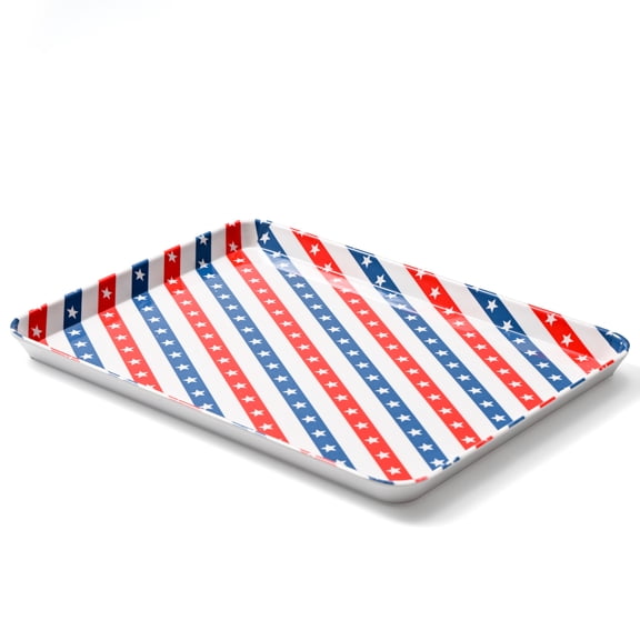 Cook with Color Melamine Serving Tray, Lightweight Plastic Tray for Serving Food and Drinks, Patriotic Stars and Stripes
