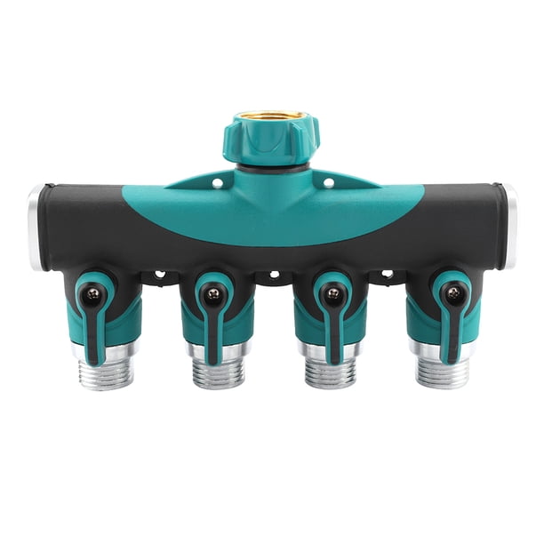 Conector de manguera de 4 vías de 3/4", divisor de agua para jardín, adaptador de grifo, válvula de cierre de manguera