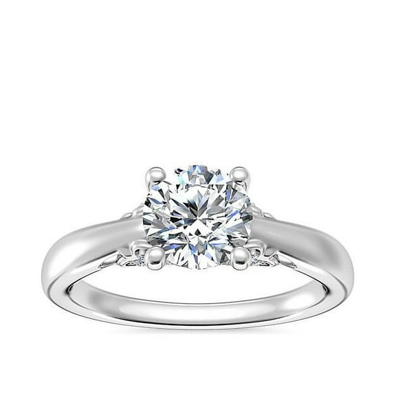 1.20 T.C.W Wonderful Solitaire Round Shaped Real Diamond Engagement Ring for her Solid 14K White Gold Size 7