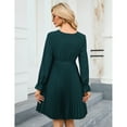 thumbnail image 3 of Womens Maternity Long Sleeve Pleated Dress V Neck Ruffle Casual Flowy Belted Midi Dress, 3 of 5