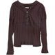 thumbnail image 2 of Free People Womens In the Mix Henley Shirt, Rojo, Mediano Free People henley, 2 of 2