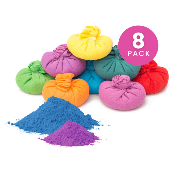 Pre-Filled Color Powder Balls – Perfect Backyard Color War Experience – 8 Pre-Filled Mesh Pouches – 8 Colors