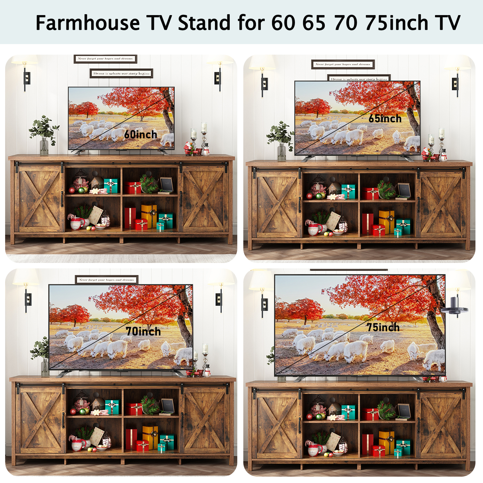 Chvans 70" Farmhouse TV Stand with Sliding Barn Doors photo 6