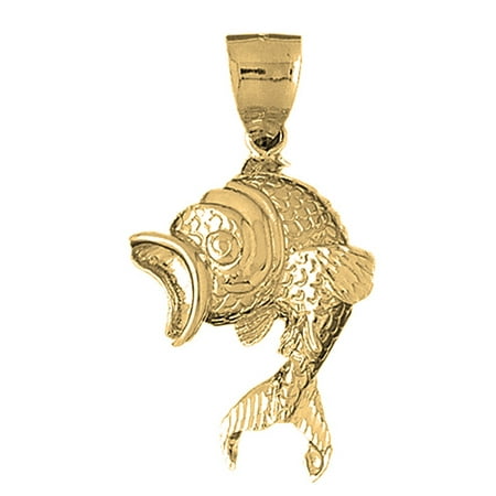 18K Yellow Gold Goldfish Pendant - 50 mm