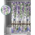 thumbnail image 3 of Pastoral Flower Butterfly Fence Shower Curtain for Bathroom, Rustic Lavender Daisy Floral Waterproof Shower Curtains Washable Quick Dry with Hooks Bathtub Curtains 36x72 IN, 3 of 7