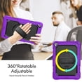 thumbnail image 3 of Case for iPad Air 3rd Generation 2019/iPad Pro 10.5 Inch 2017 with Screen Protector, 360 Degree Rotating Kickstand Hand Strap Heavy Duty Shockproof Cover with Shoulder Strap, Purple, 3 of 7
