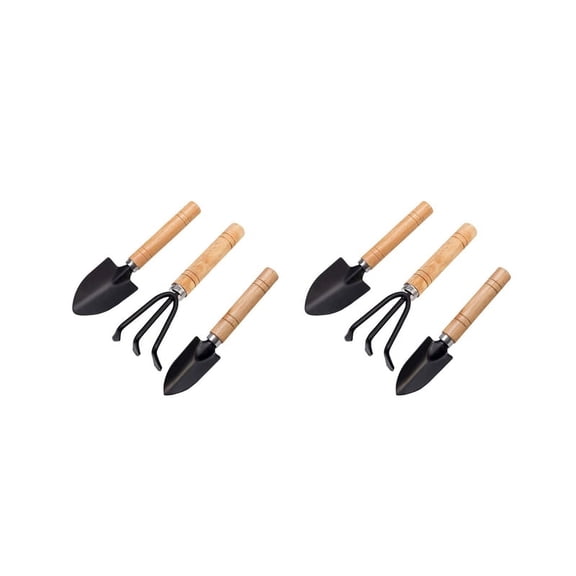 6 Mini Garden Tool Hand Planting Tools Small Shovel Rake Spade Wood Handle Planting Tools