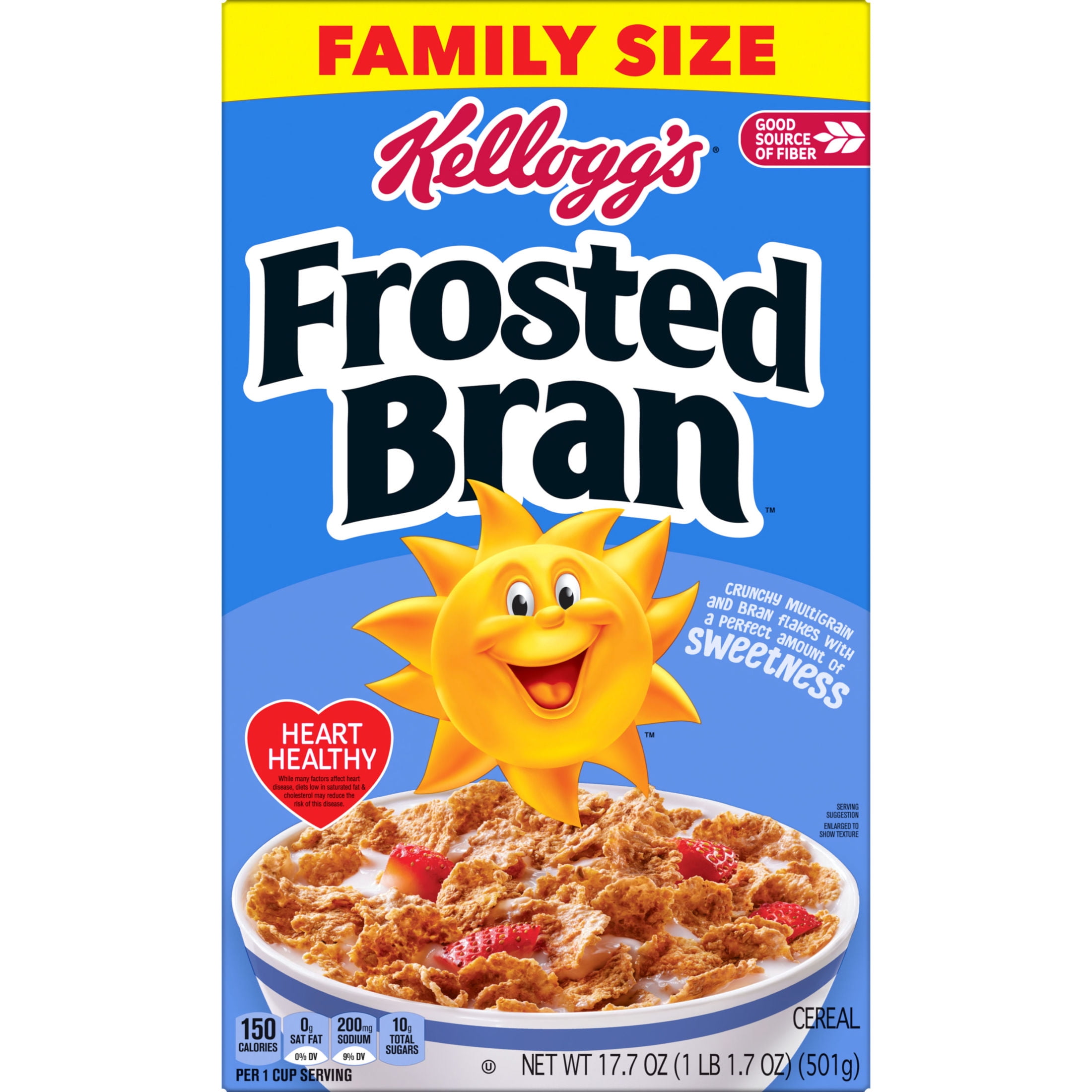 (3 pack) Kellogg's Frosted Bran Flakes Original Breakfast Cereal, Good Source of Fiber, Family Size, 17.7  oz
