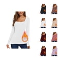 thumbnail image 1 of Hauts à Manches Longues pour Femmes 2026 Automne Hiver Col Carré Uni Ajusté Respirant T-Shirt, 1 of 7