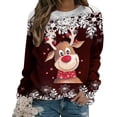 thumbnail image 4 of Sudaderas de Cuello Redondo de Navidad Para Mujer Moda Casual Manga Larga Estampado Tops Blusa Odeerbi ODB191251, 4 of 6