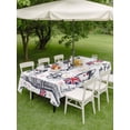 thumbnail image 5 of 52x70 Inch Outdoor Tablecloth with Umbrella Hole Zipper Rectangle Vintage London Rectangular Tablecloths Outside Waterproof Farmhouse Coffee Country Patio Table Cloth Cover for Picnic Party, 5 of 8