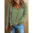 thumbnail image 3 of Chase Secret Womens Blouse Casual Long Sleeve V Neck Tops Basic Cotton Lightweight Shirts, 3 of 6