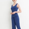 thumbnail image 3 of Ihph7 Built in Bra Pajamas for Women Tank Top Pajama Set for Women Sleepwear with Built in Bra Lightweight Summer Lounge Sets for Women Womens Pajama Sets Lounge Sets for Women Blue XL, 3 of 3
