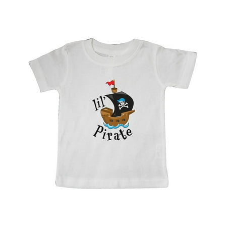 Satin Pirate Bandana - Lil' Pirate pirate ship, blue bandana Baby T-Shirt