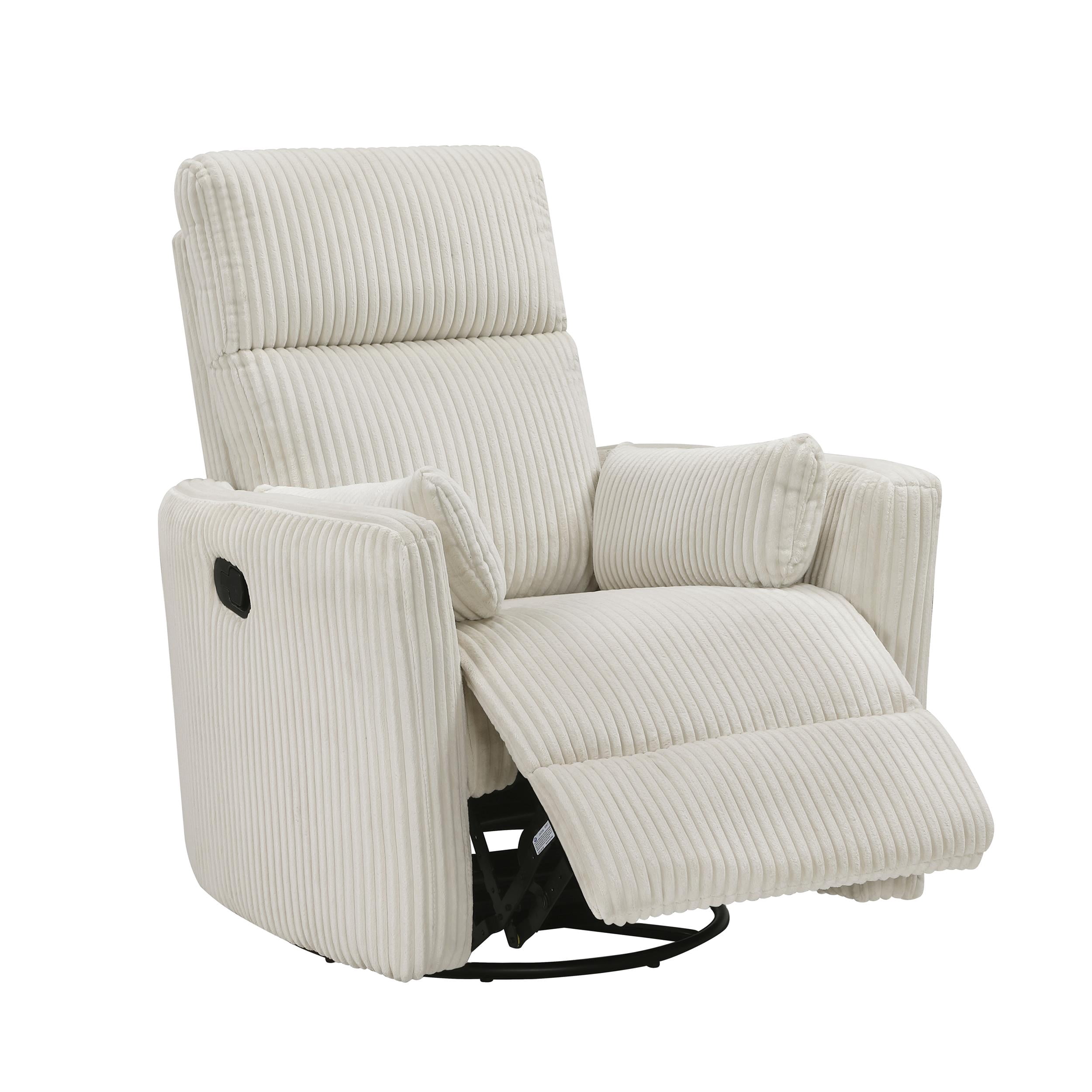 Lexicon Traverse Corduroy Swivel Glider Reclining Chair in Beige