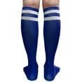 thumbnail image 4 of COUVER Women's Cotton 2 Striped Knee High Fashion Tube Tube Socks, Blue / White, 1 Pair, 4 of 8