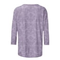thumbnail image 5 of Craaazy Womens Trendy Tops Plus Size Loose Fit Solid Color Crew Neck Casual Style 3/4 Sleeve Floral Print T-shirt for Spring, Summer, Daily Outings, 5 of 5