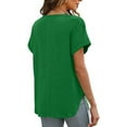 thumbnail image 4 of Patlollav Women Tees Under $10,Short Sleeve Tops for Women V Neck Solid Summer Tshirts Seamed Rolled Sleeve Shirts Casual Tops, 4 of 6