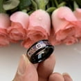 thumbnail image 3 of Wedding Ring for Men 8mm Black Tungsten Band Purple Inlay w Rose Gold Gears, 3 of 5