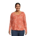 thumbnail image 2 of Terry & Sky Women’s Plus Size Henley Waffle Tee with Long Sleeves, 2- Pack, 2 of 5
