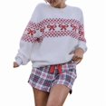 thumbnail image 2 of Women'S Heart Bowknot Print Knitted Sweater Long Sleeve Crewneck Casual Pullover Tops Red M, 2 of 8