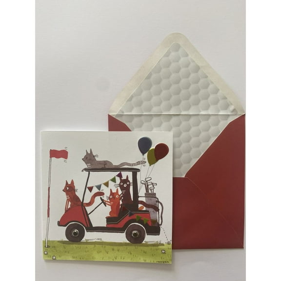 NIQUEA.D, Cats in Golf Cart Birthday Card
