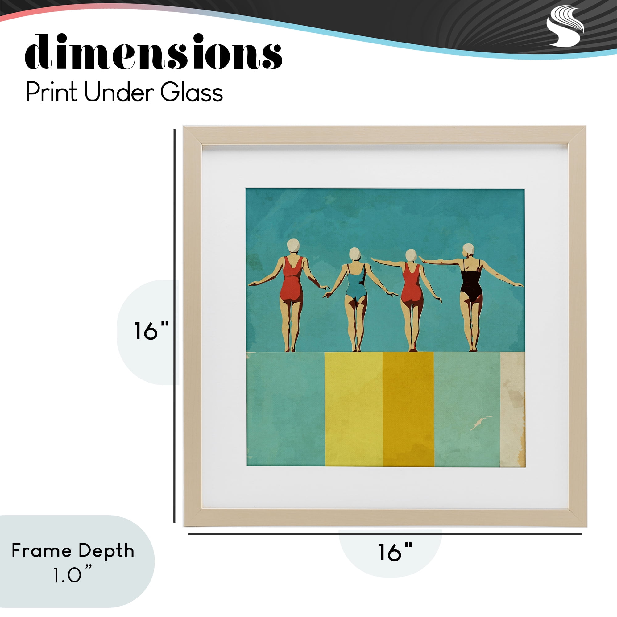 Stupell Industries Four Figures on the Pool Birch Framed Print Under Glass, design by Layla Oz