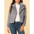 thumbnail image 6 of INSPIRE CHIC Women's Winter Fashion Loose Faux Fur Cropped Jacket Coat XL Grey, 6 of 9