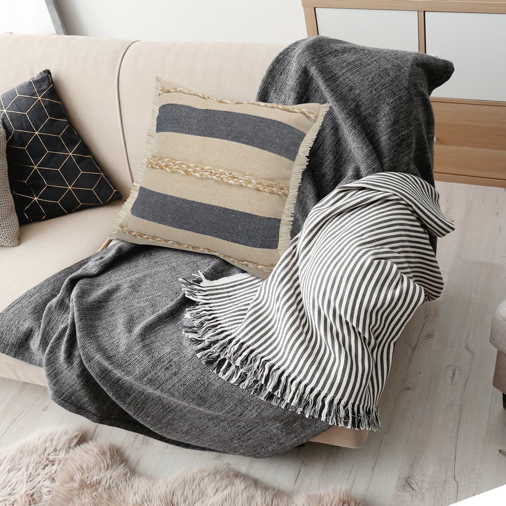 Ox Bay Daniel 24" x 24" Denim/Tan Striped Adult Decorative Throw Pillow Cover