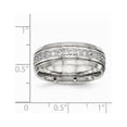 thumbnail image 2 of Stainless Steel Polished Half Round Grooved CZ Ring, 2 of 8