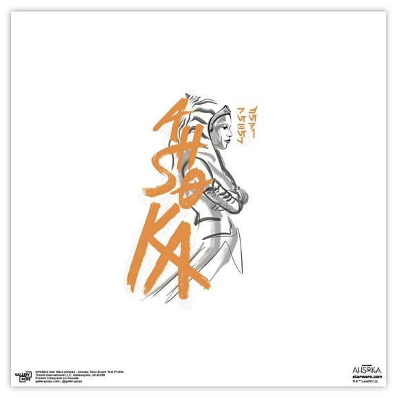 Gallery Pops Star Wars: Ahsoka - Ahsoka Tano Brush Text Profile Wall Art, Unframed Version, 12" x 12"