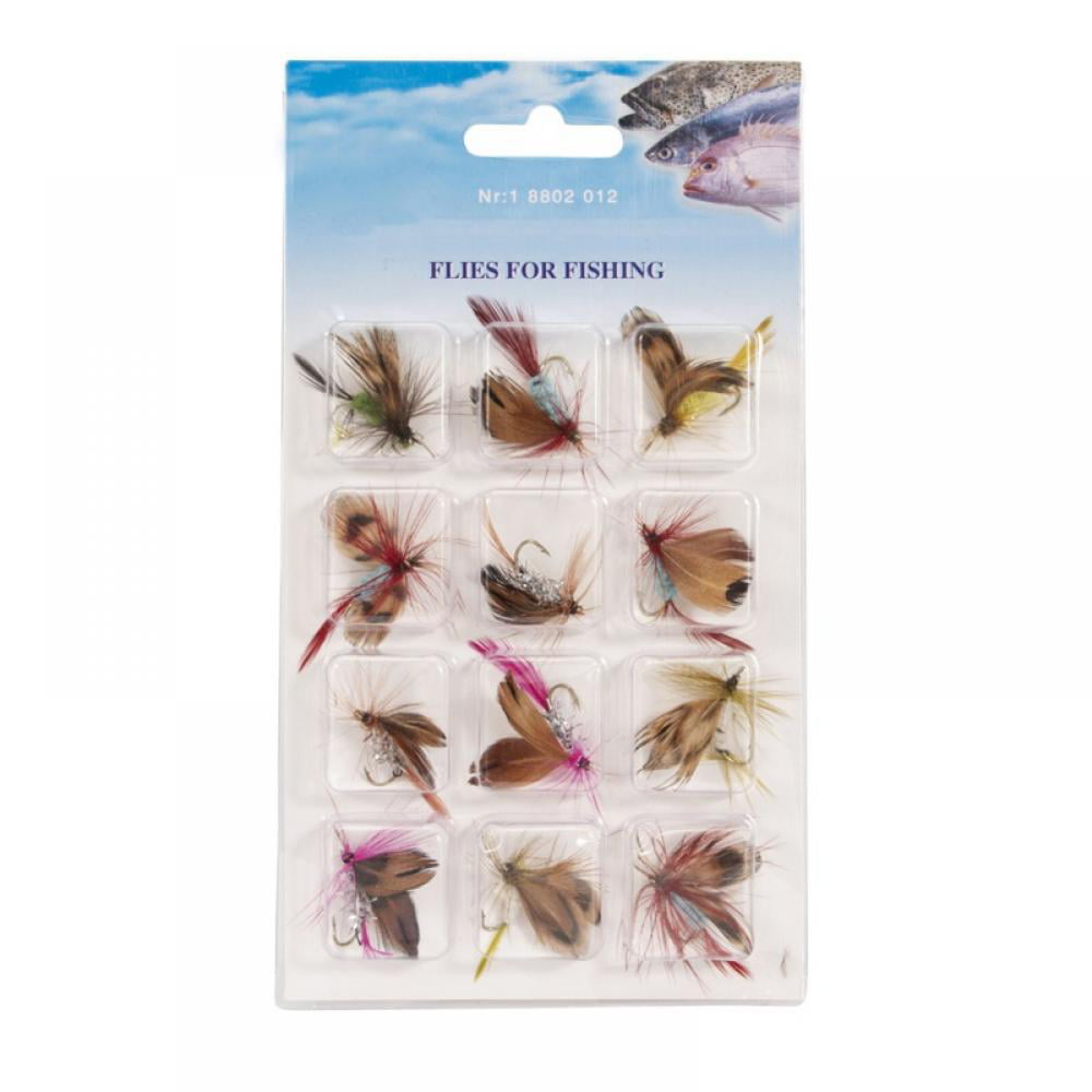 Trout Flies 12 Pack Colourful Lures Fly Fishing Bait Barbed Treble Hook Tackle 