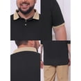thumbnail image 7 of DARING DIVA Men's Contrast Collar Short Sleeves Breathable Polo Shirts 6XL Black, 7 of 7