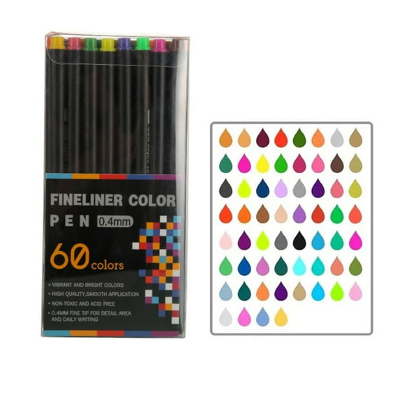 Fineliner Pens, 60 Colors 0.4mm Fineliner Color Pen Set Fine Point Markers Drawing Pens for Journaling, Note Taking, Calendar, Adult Coloring, 6.1Inches