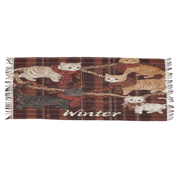 BZSMCE Women Scarf Plaid Of Cats Simple Pattern Soft Warm Long Large Scarves