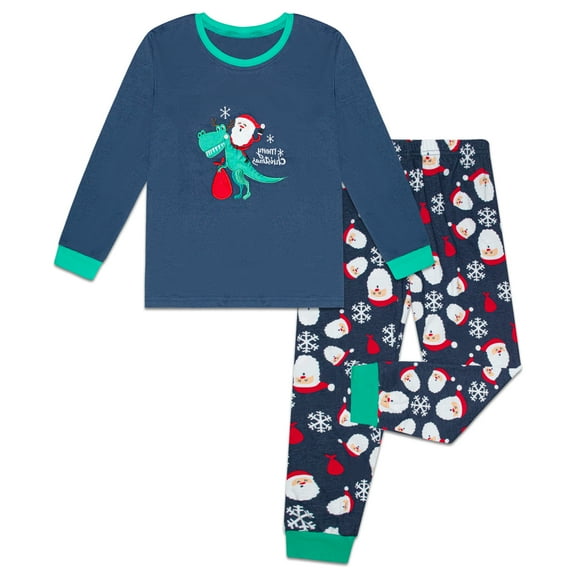 Boys Dinosaur Christmas Pajamas Toddler Kids Sleepwear Boys Girls Santa Claus Pajamas Winter Nightwear 2-12 Years
